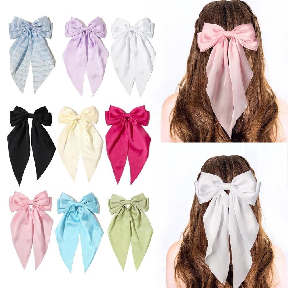 Hair Bows Clips For Women Large Pink Bows For Girls White Hair Ribbon For Hair S